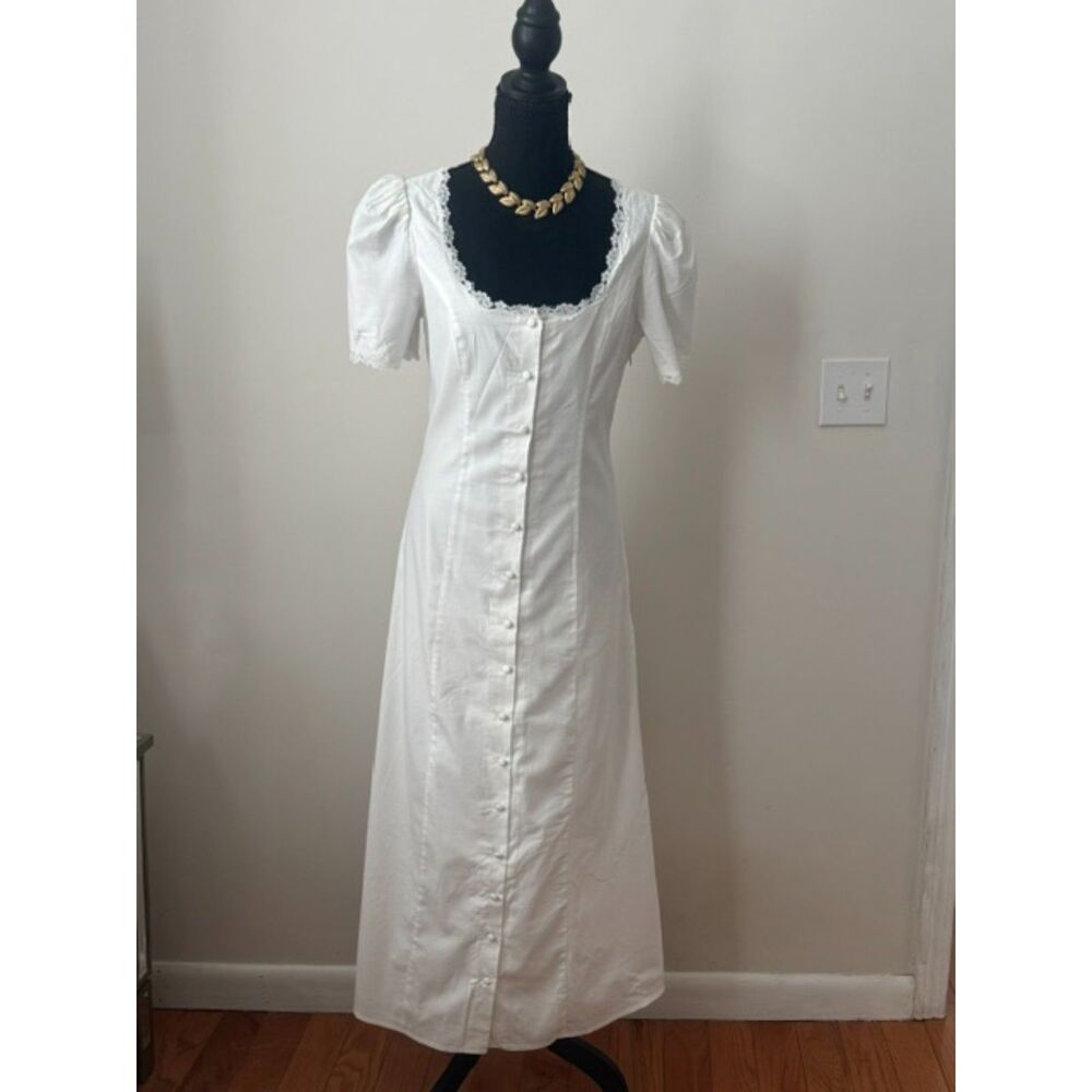 NWOT Reformation Aida Midi Organic Cotton White dress, Size 6.